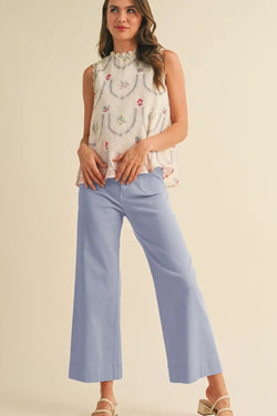 High Waist Cropped Wide Leg Pants