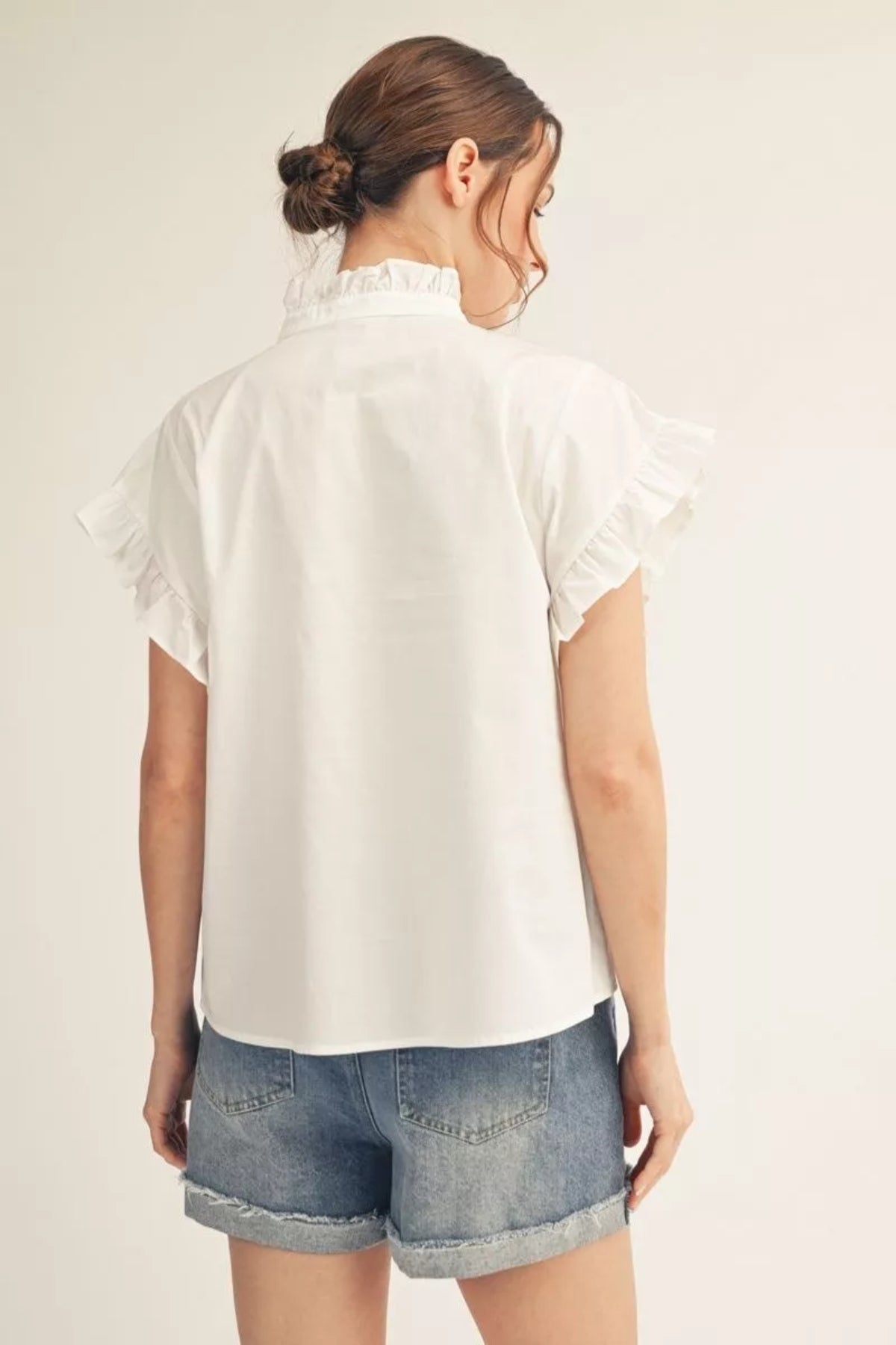 Ruffled Detail Woven Top