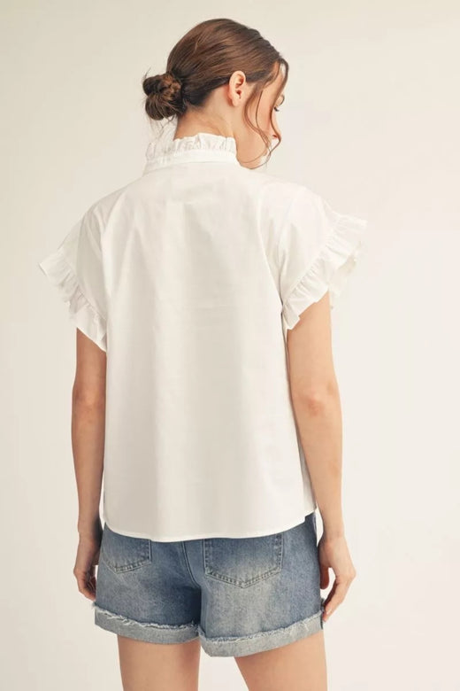 Ruffled Detail Woven Top