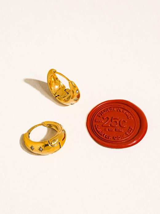 Solira 18K Gold Non-Tarnish Star Hoop Earring