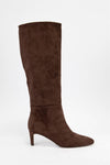 Joanna  Brown Faux Suede Pointed Tall Boots