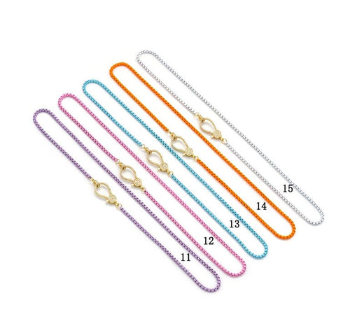 Enamel box chain necklace with Gold Clasp