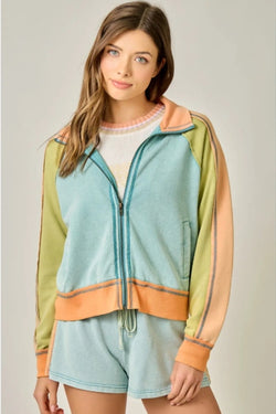 Color Block Zip Up Jacket