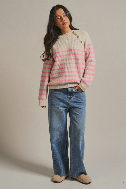 Striped Mock Neck Sweater