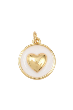 Heart White in Gold Charm