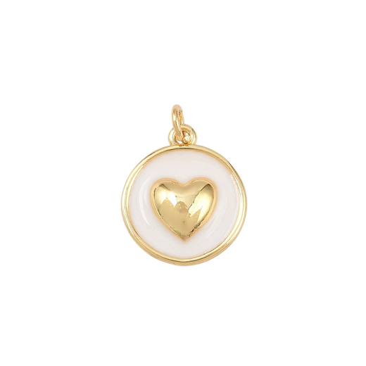 Heart White in Gold Charm