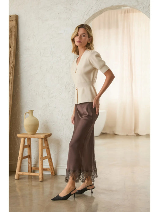 Mixed Lace Midi Skirt