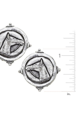 Silver Horse Intaglio Pierced Earrings