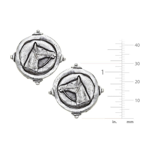 Silver Horse Intaglio Pierced Earrings