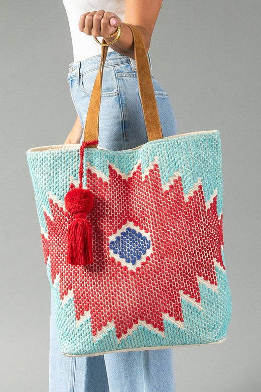Red, Turquoise & Blue Western Tote