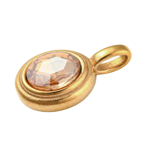 Topaz Glass Stone Charm Oval
