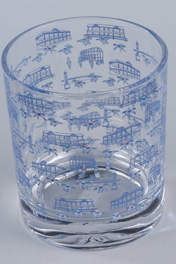Blue Horse Racing Icons Rocks Glass
