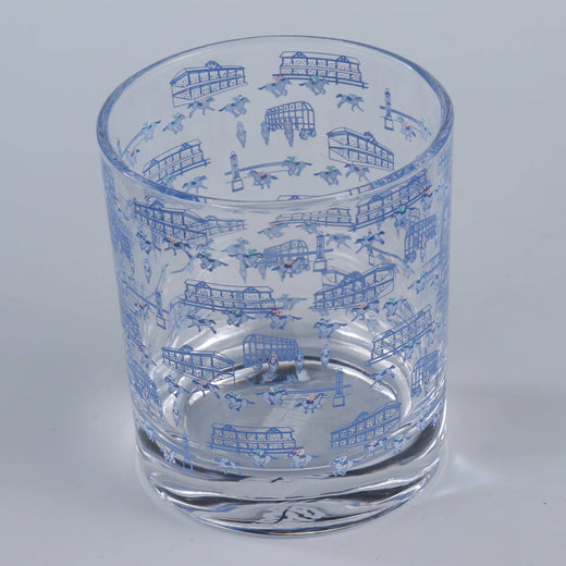 Blue Horse Racing Icons Rocks Glass