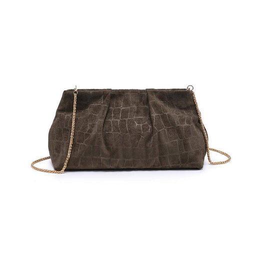 Elva Croc Embossed Faux Suede Clutch