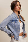 Ruffled Hem Denim Jacket