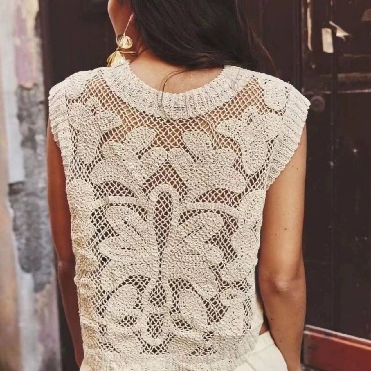 Crew Neck Bohemia Crochet Top