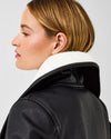 Spanx Fleece & Faux Leather Long Wrap Jacket