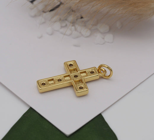 CZ Cross Charm, 18K GF