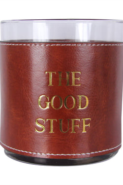 Gold The Good Stuff Faux Leather Rocks Glass