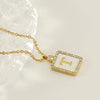 Rhinestone Shell Initial Charm Necklace