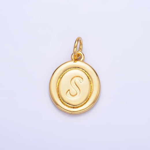 Letter Initial Engraved Stamped Oval Charm