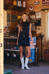 Belted Suede Mock Neck Dress