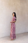 Burgundy Color Block Floral Maxi Dress