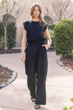 Pearl Trim Sleeveless Knit Sweater Top