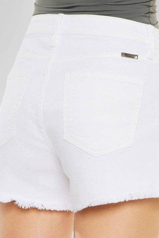 High Rise White Jean Shorts
