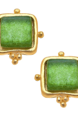 Madeline Green French Glass Studs