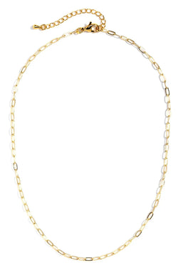 Necklace - 18K Gold Plated 15" Delicate Link Chain Necklace