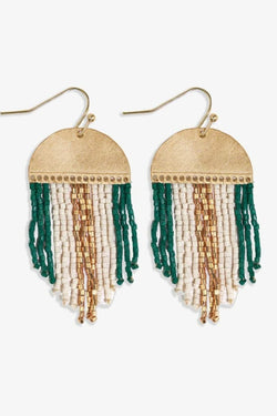 Claudia Multi-Striped Short Beaded Fringe Earrings