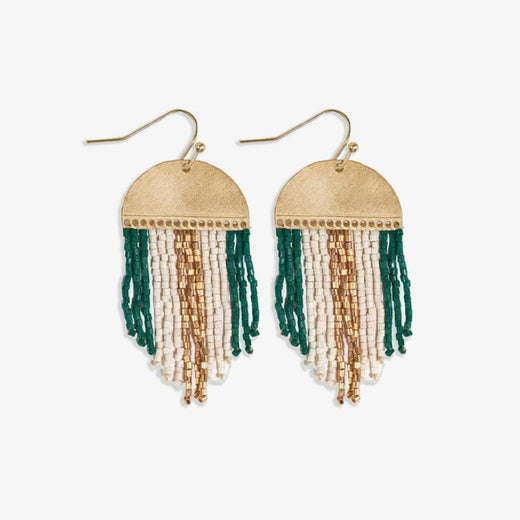 Claudia Multi-Striped Short Beaded Fringe Earrings