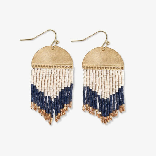 Claudia Multi-Striped Short Beaded Fringe Earrings