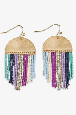 Claudia Multi-Striped Short Beaded Fringe Earrings