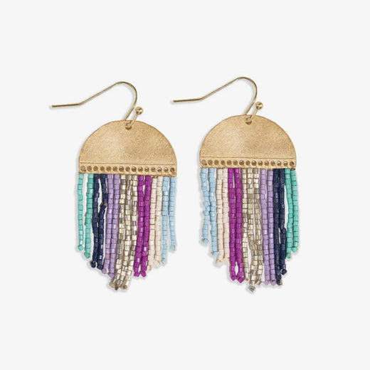 Claudia Multi-Striped Short Beaded Fringe Earrings