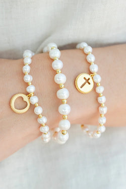 Pearl with cross Bracelet