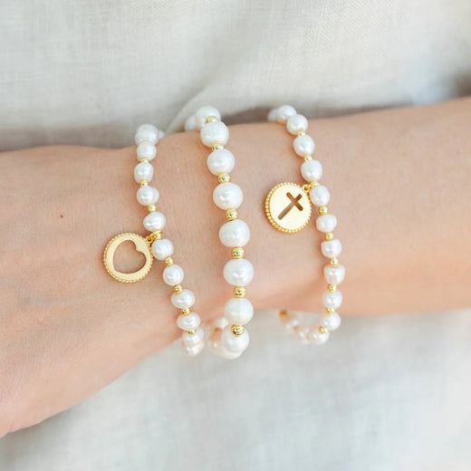 Pearl with cross Bracelet