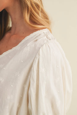 Tiered Flounce Embroidered Poplin Bodysuit