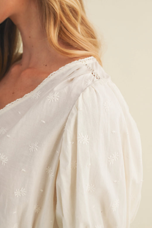 Tiered Flounce Embroidered Poplin Bodysuit
