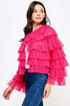 Tiered Ruffle Tulle Cardigan Jacket