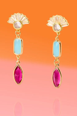 Glam Color Block Dangle Earrings