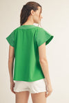 Stitch Detail  V Neck Top