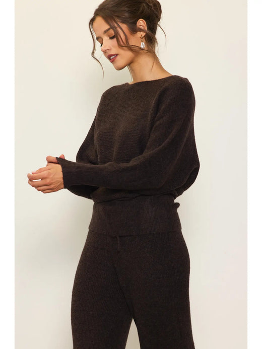 Off Shoulder Rib-Knit Sweater