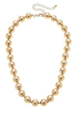 Phoebe Ball Bead Necklace in Shiny Gold
