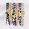 4mm Crystal Stretch Bracelet with Single Cross