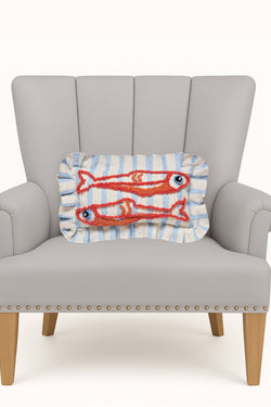 Coastal Sardines Tufted Hook Pillow