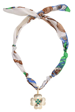 Rhinestone Clover Scarf Necklace