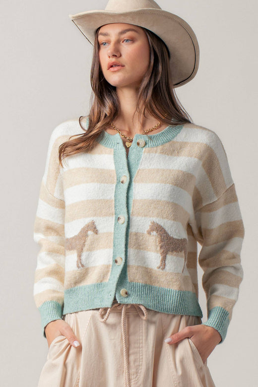 Horse Striped Cardigan