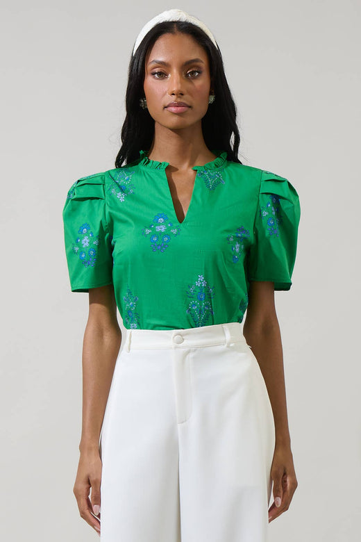 Halina Floral Gettie Ruffle Top